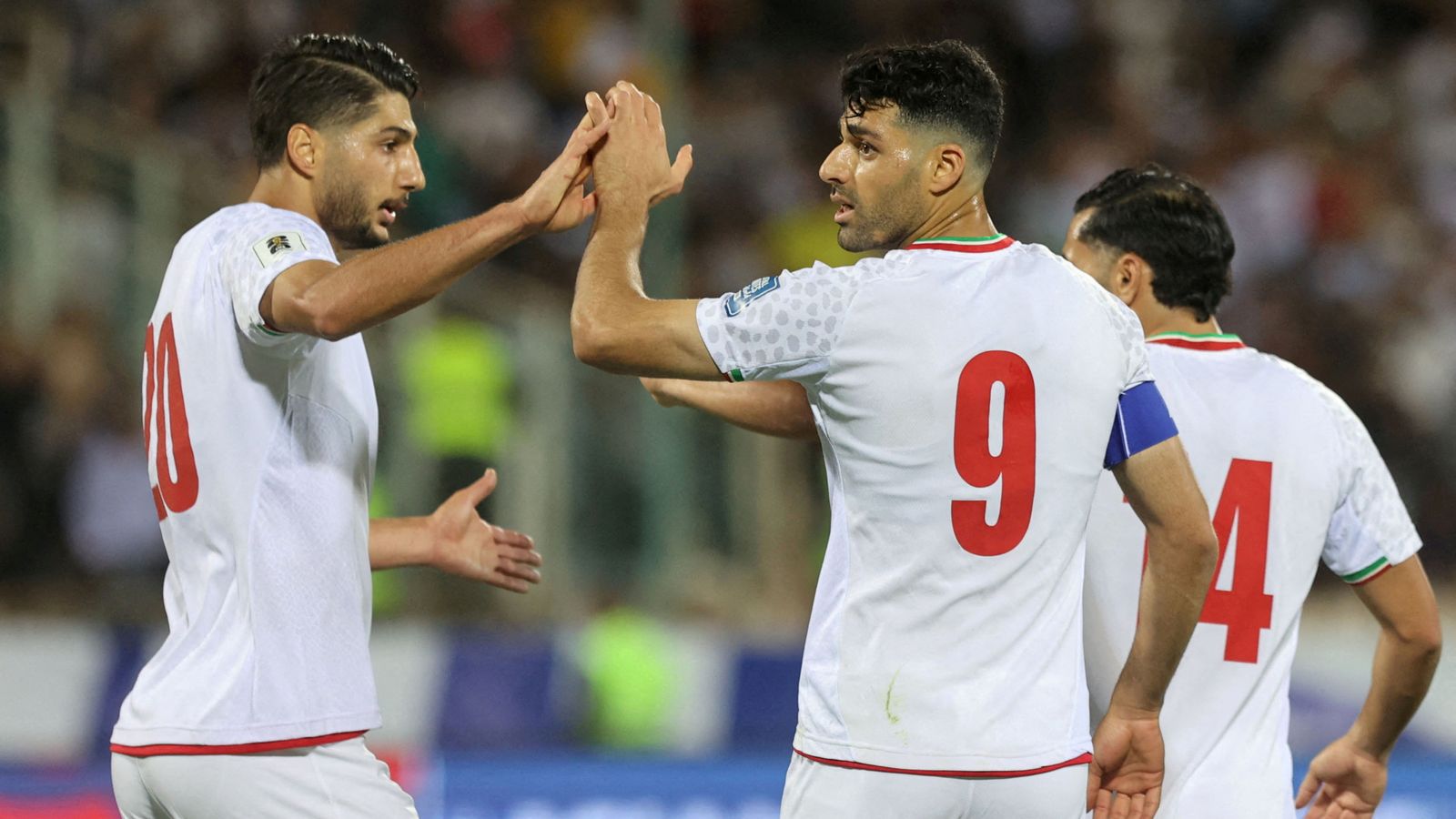 Players celebrate a goal during Iran's World Cup Asian Qualifiers game. File pic: Reuters
