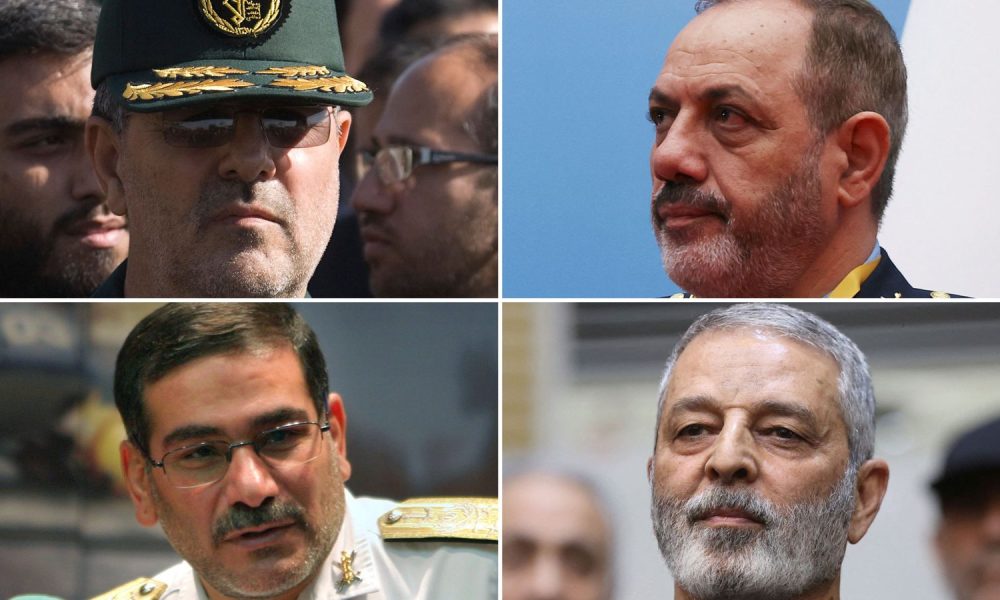 Clockwise from top left: Mohammad Pakpour, Aziz Nasirzadeh, General Abdol Rahim Mousavi and Ali Shamkhani. Pics: Reuters