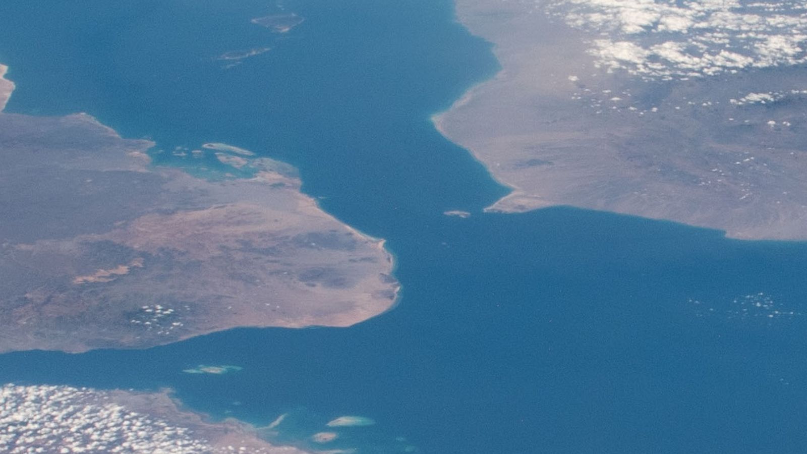 The Bab el Mandeb Strait seen from space. Pic: NASA