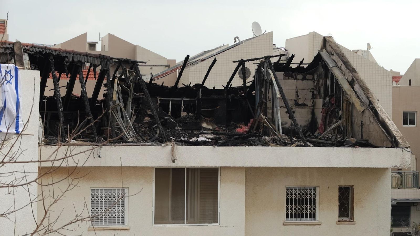 Damage to a building in Israel