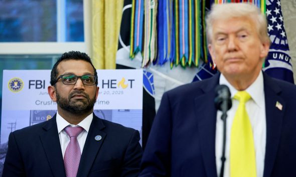 FBI director Kash Patel, left, and Donald Trump, right. Pic: Reuters