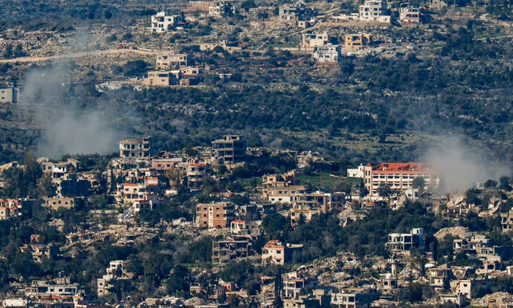 Smoke rising near the Israel-Lebanon border. Pic: Reuters