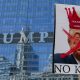 An anti-Trump banner during a protest in Chicago. Pic: Reuters