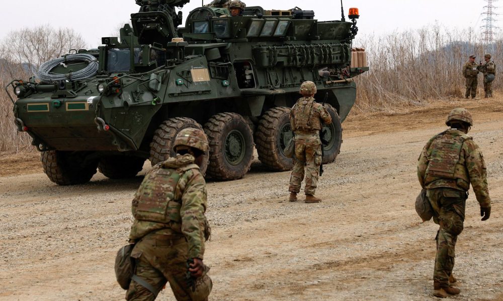 U.S. Army soldiers take part in a U.S.-South Korea joint river-crossing exercise this month. Pic: Reuters