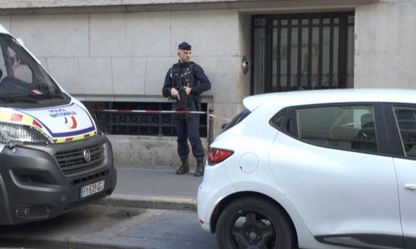 Police at the scene in Paris