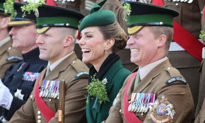 The Princess of Wales poses for a group photo with the Irish Guards. Pic: PA