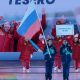 Athletes of Russia in the parade of athletes during the opening ceremony. Pic: Reuters/Remo Casi