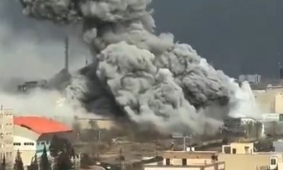 Smoke is billowing into the air in Tehran after an airstrike