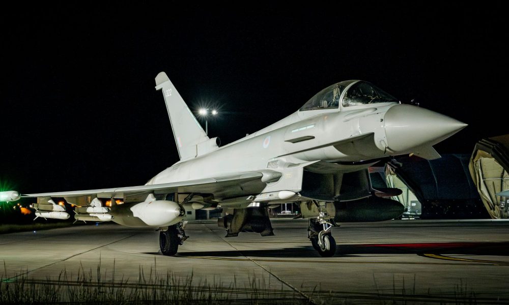 A Typhoon jet is prepared for defensive operations across the Middle East. Pic: MoD
