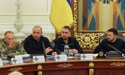 Volodymyr Zelenskyy meeting his military officials this week in Kyiv. Pic: Reuters