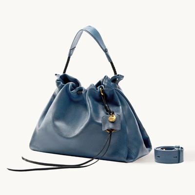 medium leather bag with ruched closure