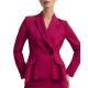 woman wears dark hot pink suit