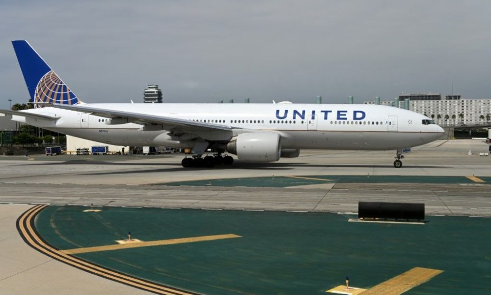 In this file photo a United Airlines plane taxis at Los Angeles International Airport on September 27, 2019