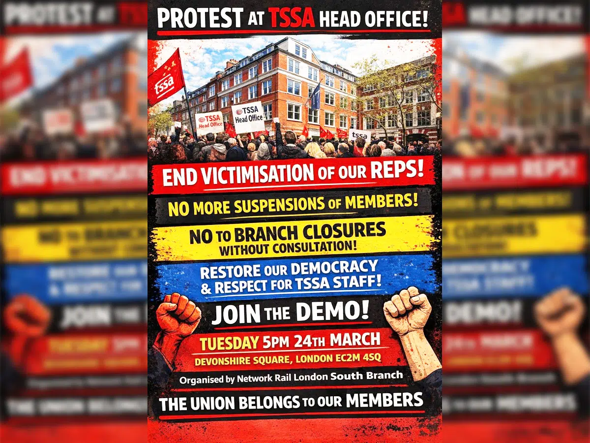 TSSA rail union members organise demo against management