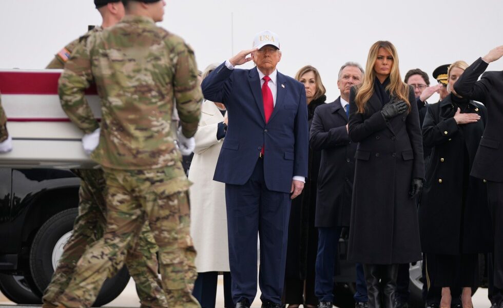 Trump joins families for return of soldiers killed in Middle East
