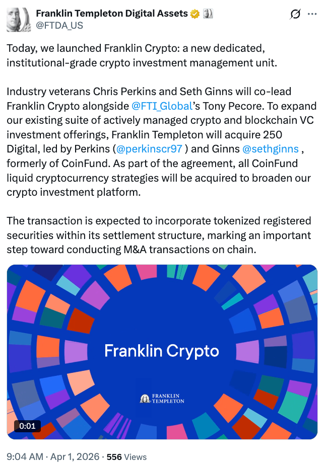 Franklin Templeton Expands Crypto Arm With CoinFund Deal