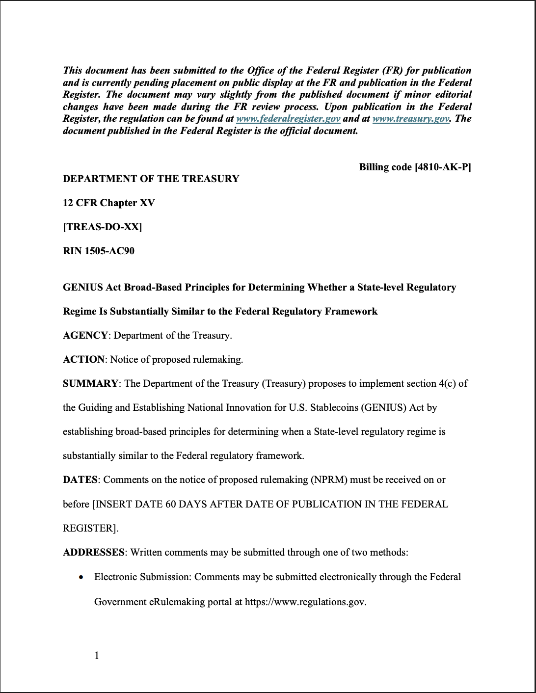 Government, US Government, United States, Stablecoin, Genius Act