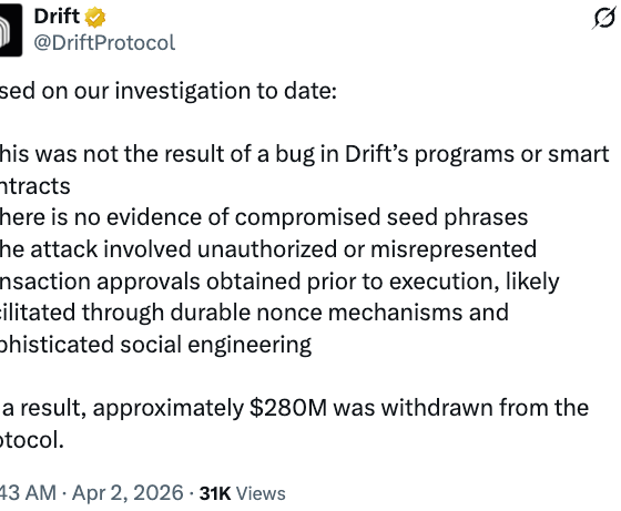 Drift Says Nonce Attack Drove Exploit as Circle Faces USDC Scrutiny