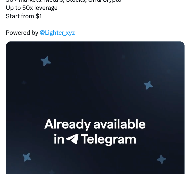 Telegram Wallet Adds Perpetual Futures Trading With Lighter