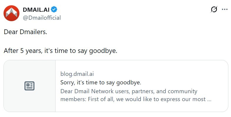 Dmail Network To Shut Down Decentralized Email Service
