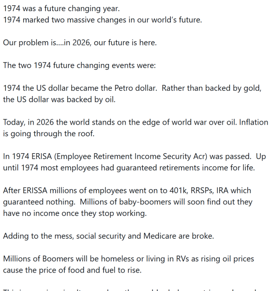 Kiyosaki Says 1974 Shift Drives Debt Crisis, Backs Bitcoin and gold