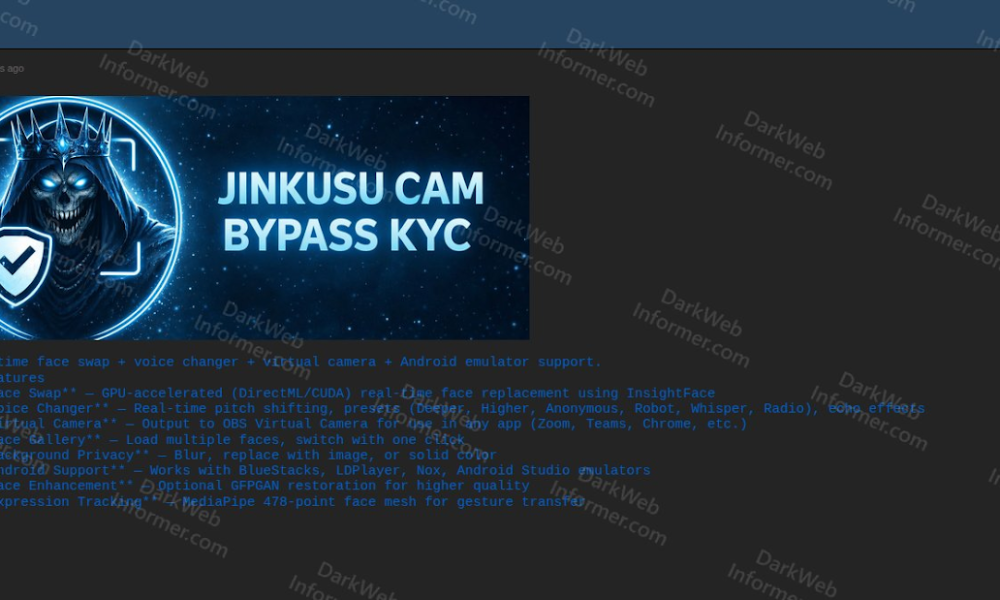 New AI Cybercrime Tool Targets Crypto, Bank KYC Systems via Deepfakes