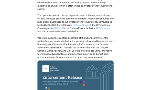 Operation Atlantic Targets Crypto Scam Networks With Real-Time Tracking
