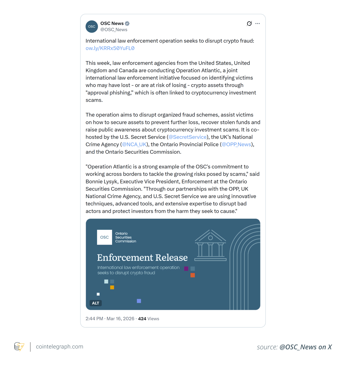 Operation Atlantic Targets Crypto Scam Networks With Real-Time Tracking