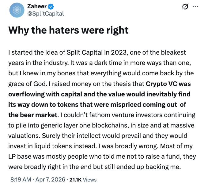 Split Capital Founder Says Crypto Hedge Funds No Longer Work