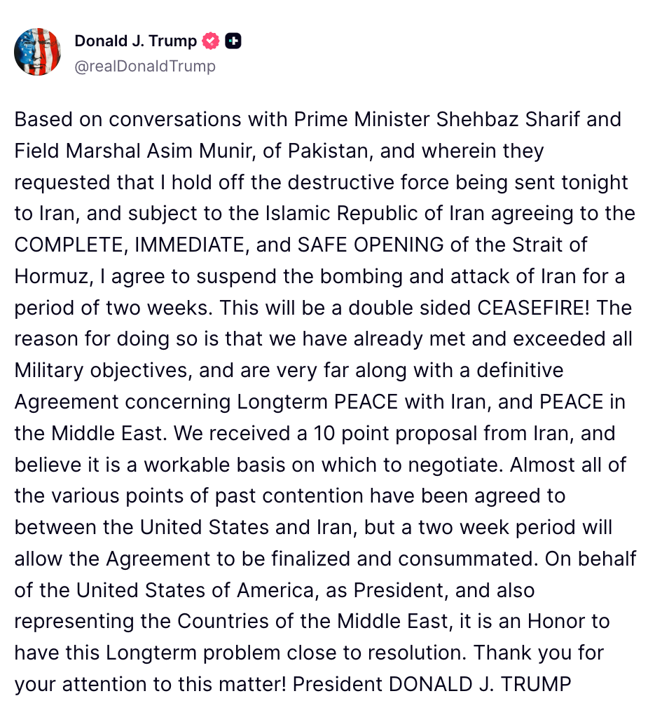 Bitcoin Reclaims $72K After Trump Announces Iran Ceasefire