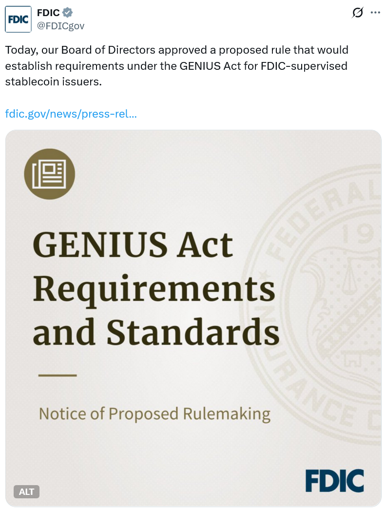 FDIC Proposes Rules For Stablecoin Issuers under GENIUS Act