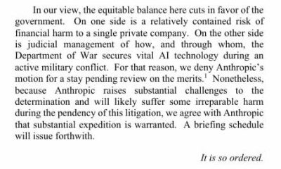 Anthropic Loses Bid To Block Pentagon AI Risk Label