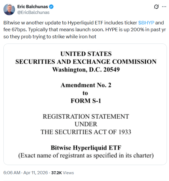 Bitwise Added Ticker $BHYP and a 0.67% Management Fee In Its Latest Filing