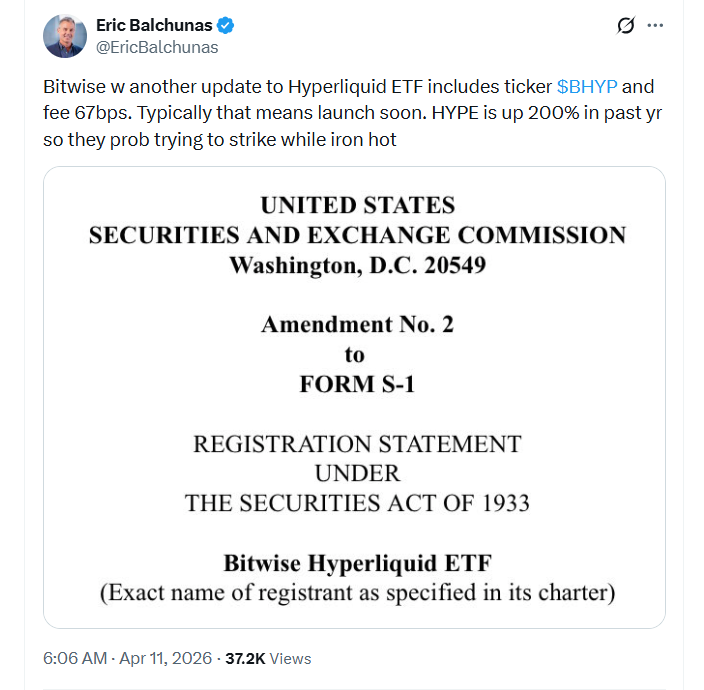 Bitwise Added Ticker $BHYP and a 0.67% Management Fee In Its Latest Filing