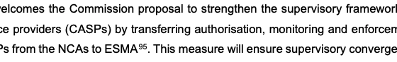 ECB Backs Plan for ESMA to Take Over Crypto Supervision