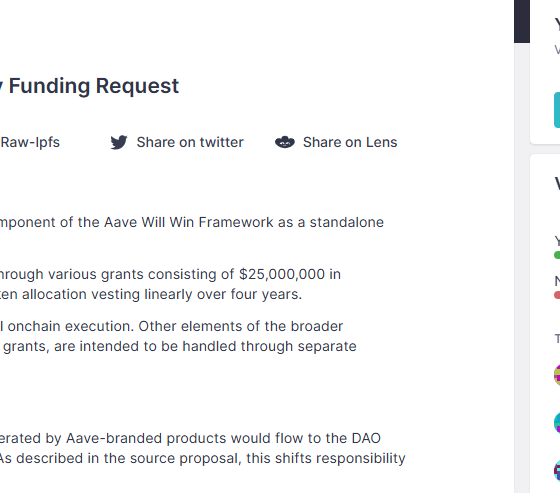 Aave DAO Grants 25M in Stablecoins to Aave Labs in Governance Vote