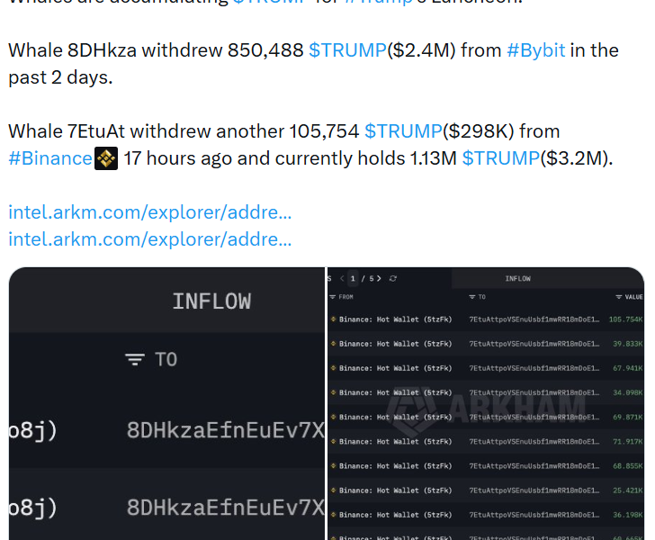 TRUMP Token Whales Loading Up Before Luncheon Event