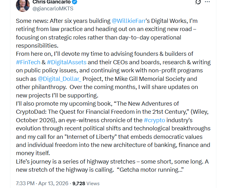 Former CFTC Chair to Focus on Crypto Advisory Work