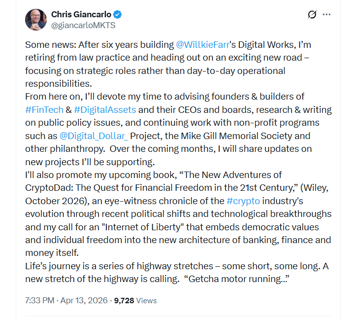 Former CFTC Chair to Focus on Crypto Advisory Work