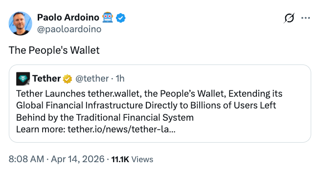 Tether Launches Wallet Supporting Bitcoin and Stablecoins