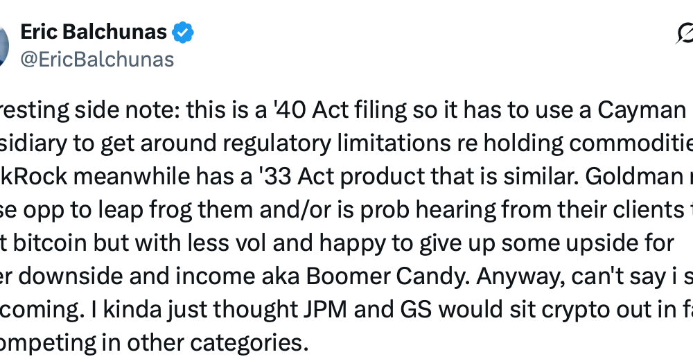 Goldman Sachs, Banks, Ethereum, Gold, Solana, MicroStrategy