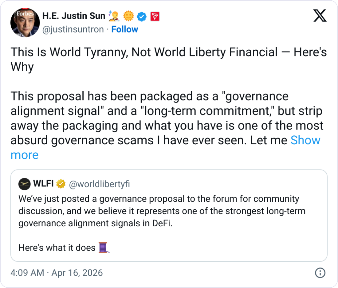 World Liberty Faces Backlash Over Token Unlock Plan