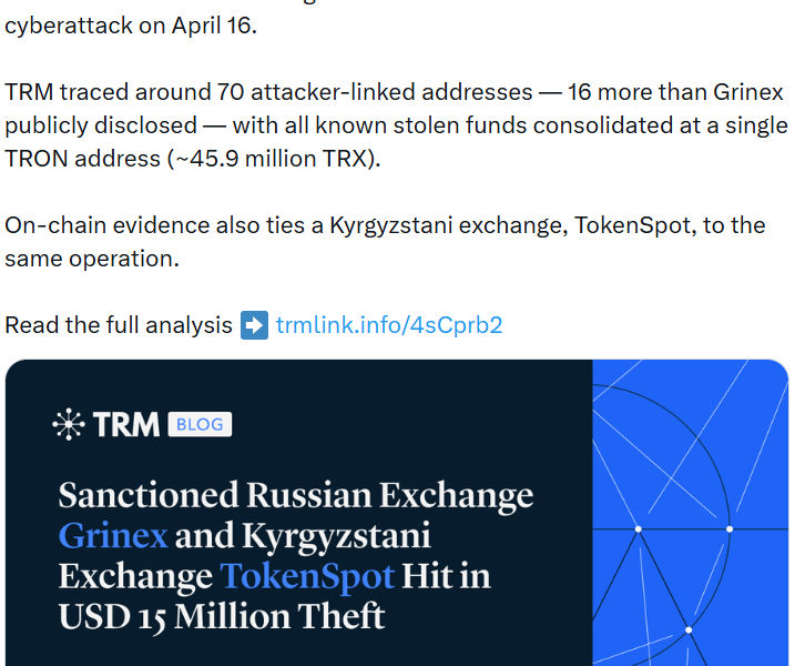 Sanctioned Crypto Exchange Grinex Pauses Operations After $14 Million Hack