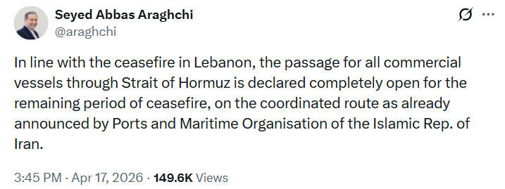 Bitcoin Tops $77K as Iran Declares Strait of Hormuz Open