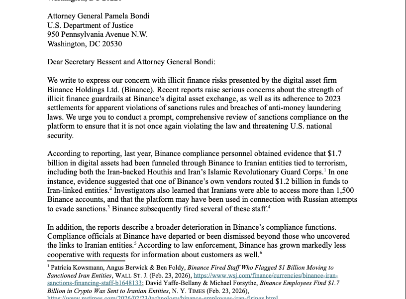 Congress, Senate, Iran, Cryptocurrency Exchange, Binance, Sanctions