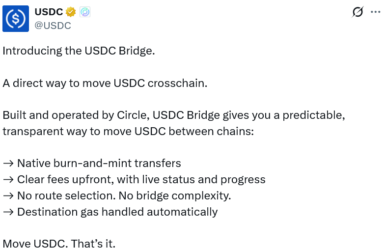 Circle Launches USDC Bridge For Native Cross-Chain Transfers