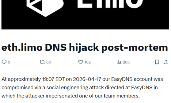 Friday’s eth.limo Hijack Caused by Social Engineering on EasyDNS