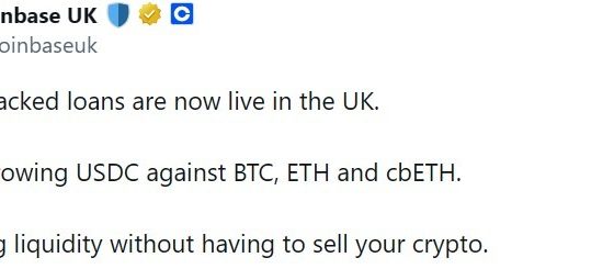 Coinbase Expands Crypto-Backed USDC Loans to UK Users