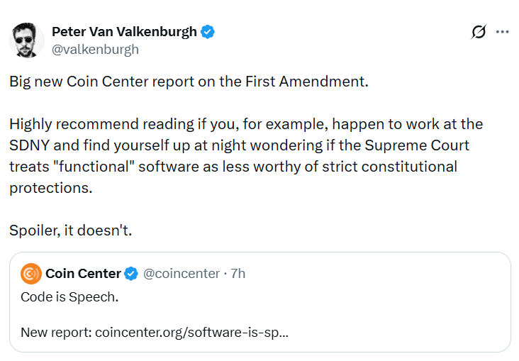 Coin Center Says Crypto Developers' Code Protected Under First Amendment