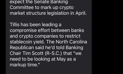 US Senator Urges CLARITY Act Senate Markup Moved to May: Report